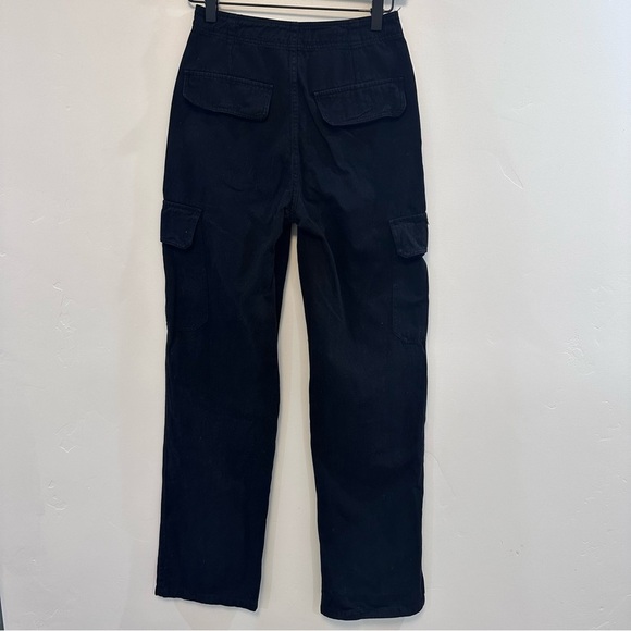 ZARA black pants Womens Size 0 High Rise Straight Leg Cargo Pocket Pants Baggy - Picture 7 of 9